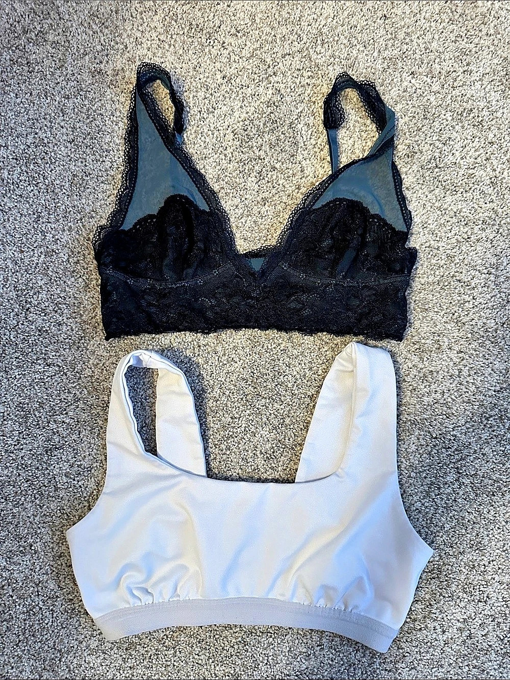 Free People Women's Lace Bralette and Sport Bra Set Black/Blue & White